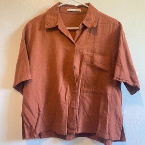 Abercrombie linen short sleeve button down - size XS